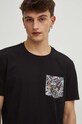 T-shirt bawełniany męski by Justyna Rybak, Grafika Polska kolor czarny RS24.TSM462 czarny