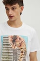Bavlněné tričko pánské z kolekce Graphics Series bílá barva RS24.TSM466 bílá