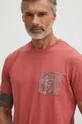 fioletowy T-shirt bawełniany męski z domieszką elastanu kolor fioletowy