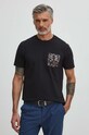 Bavlnené tričko pánske čierna farba čierna RS24.TSM500