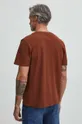 T-shirt bawełniany męski z fakturą kolor brązowy 100 % Bawełna