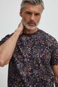 T-shirt bawełniany męski wzorzysty kolor czarny czarny RS24.TSM506