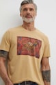 Bavlnené tričko pánske béžová farba béžová RS24.TSM507