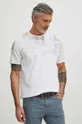 biały T-shirt bawełniany męski wzorzysty kolor biały