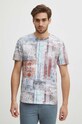 T-shirt bawełniany męski z domieszką elastanu wzorzysty kolor multicolor multicolor RS24.TSM511