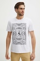 T-shirt bawełniany męski z domieszką elastanu z nadrukiem kolor biały okrągły biały RS24.TSM601