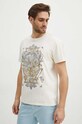 T-shirt bawełniany męski z nadrukiem kolor beżowy RS24.TSM607 beżowy RS24