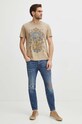 T-shirt bawełniany męski z nadrukiem kolor beżowy RS24.TSM607 beżowy RS24