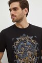 T-shirt bawełniany męski z nadrukiem kolor czarny czarny RS24.TSM607