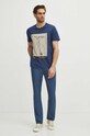 T-shirt bawełniany męski z domieszką elastanu z nadrukiem kolor granatowy RS24.TSM621 granatowy RS24