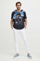 T-shirt bawełniany męski z domieszką elastanu z nadrukiem kolor granatowy RS24.TSM622 granatowy RS24
