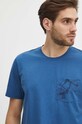 T-shirt bawełniany męski z domieszką elastanu z nadrukiem kolor niebieski niebieski RS24.TSM624