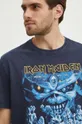granatowy T-shirt bawełniany męski Iron Maiden kolor granatowy