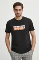 T-shirt bawełniany męski z domieszką elastanu z kolekcji Jerzy Nowosielski x Medicine kolor czarny czarny