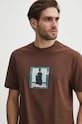 T-shirt bawełniany męski z kolekcji Jerzy Nowosielski x Medicine kolor brązowy RS24.TSM677 brązowy