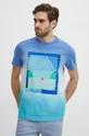 T-shirt bawełniany męski z kolekcji Jerzy Nowosielski x Medicine kolor niebieski Męski