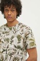 T-shirt bawełniany męski z domieszką elastanu wzorzysty kolor beżowy beżowy RS24.TSM700