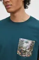 tyrkysová Bavlnené tričko pánsky zelená farba