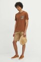 T-shirt bawełniany męski z domieszką elastanu z nadrukiem kolor brązowy RS24.TSM704 brązowy RS24