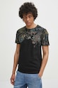 T-shirt bawełniany męski z nadrukiem kolor czarny czarny RS24.TSM705