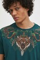 T-shirt bawełniany męski z nadrukiem kolor zielony turkusowy RS24.TSM706
