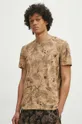 beżowy T-shirt bawełniany męski wzorzysty kolor beżowy