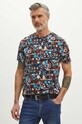 T-shirt bawełniany męski wzorzysty kolor czarny czarny RS24.TSM722