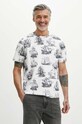 T-shirt bawełniany męski z domieszką elastanu wzorzysty kolor biały biały RS24.TSM806