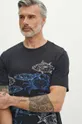 granatowy T-shirt bawełniany męski wzorzysty kolor granatowy