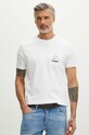 T-shirt bawełniany męski z nadrukiem kolor biały biały RS24.TSM811