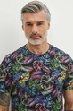 Odzież T-shirt bawełniany męski wzorzysty kolor czarny RS24.TSM821 czarny