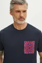 Bavlnené tričko pánske s prímesou elastanu z kolekcie Jane Tattersfield x Medicine tmavomodrá farba tmavomodrá