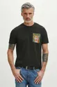 T-shirt bawełniany męski z domieszką elastanu z kolekcji Jane Tattersfield x Medicine kolor czarny czarny