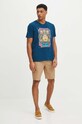 T-shirt bawełniany męski z domieszką elastanu z nadrukiem kolor zielony RS24.TSM903 turkusowy RS24