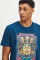 T-shirt bawełniany męski z domieszką elastanu z nadrukiem kolor zielony turkusowy RS24.TSM903