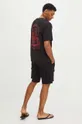 T-shirt bawełniany męski z domieszką elastanu z nadrukiem kolor czarny czarny