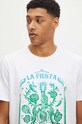 T-shirt bawełniany męski z domieszką elastanu z nadrukiem kolor biały biały RS24.TSM909