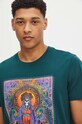 T-shirt bawełniany męski z nadrukiem kolor zielony zielony RS24.TSM917