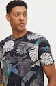 T-shirt bawełniany męski wzorzysty kolor czarny czarny RS24.TSM930