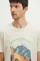 T-shirt bawełniany męski z kolekcji Tatrzański Park Narodowy x Medicine kolor beżowy beżowy