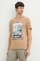T-shirt bawełniany męski z kolekcji Tatrzański Park Narodowy x Medicine kolor beżowy RS24.TSMA58 beżowy RS24