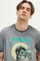T-shirt bawełniany męski z nadrukiem Metallica kolor szary RS24.TSMB52 szary