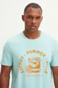 Bavlněné tričko pánské s potiskem tyrkysová barva Pánský