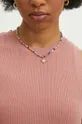 Top damski prążkowany kolor różowy Damski