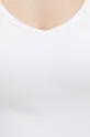 Top bawełniany damski z domieszką elastanu prążkowany kolor biały Damski
