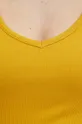 Top bawełniany damski z domieszką elastanu prążkowany kolor żółty Damski