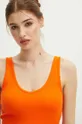 oranžová Bavlnený top dámsky s prímesou elastanu pruhovaný oranžová farba