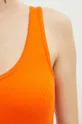 Bavlnený top dámsky s prímesou elastanu pruhovaný oranžová farba Dámsky