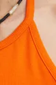 pomarańczowy Top bawełniany damski z domieszką elastanu prążkowany kolor pomarańczowy