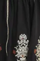 T-shirt bawełniany damski z ozdobnym haftem kolor czarny Damski